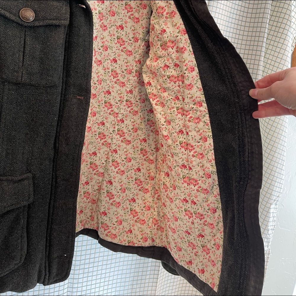 Abercrombie & Fitch Large Coat Floral Lined Heavy Jacket Coat - Picture 9 of 11